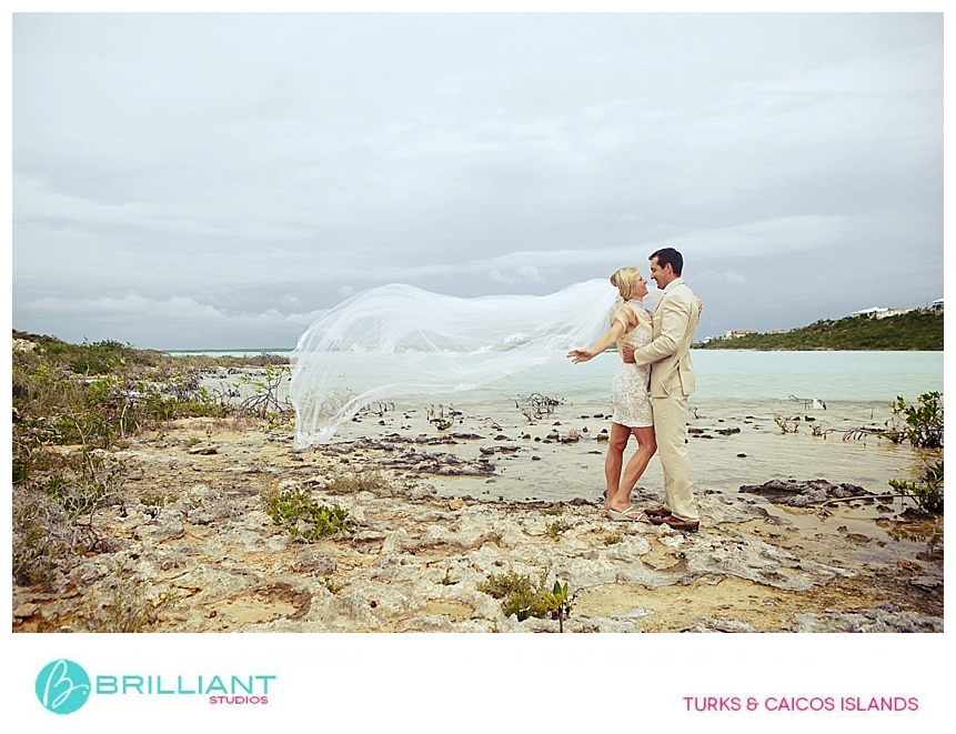 bride and groom in chalk sound, turks and caicos
