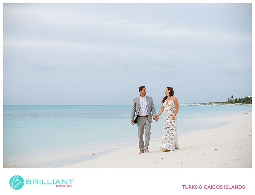 wedding couple near the waters of providenciales