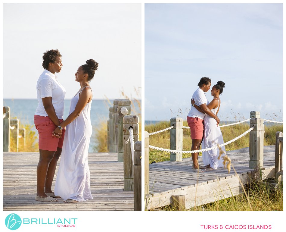 gay couple celebrating engagement in Turks and Caicos