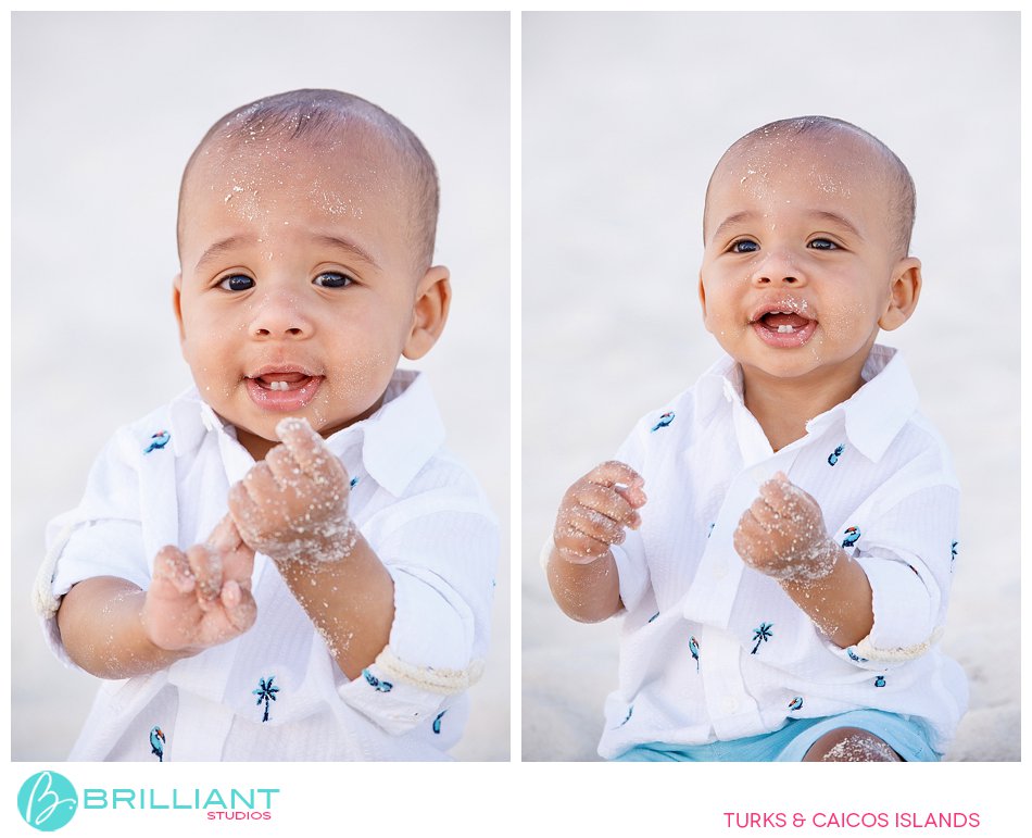 little boy in photo shoot in Turks and Caicos Islands