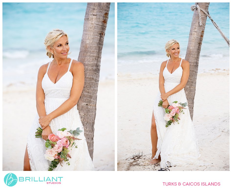 bride on Long Bay Beach Turks and Caicos Islands