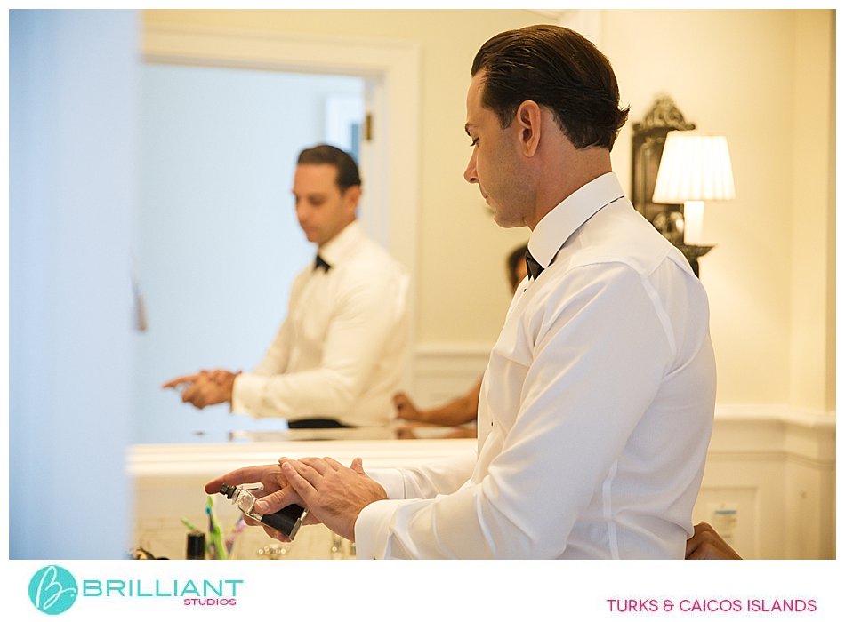 groom getting ready Palms Resort Providenciales